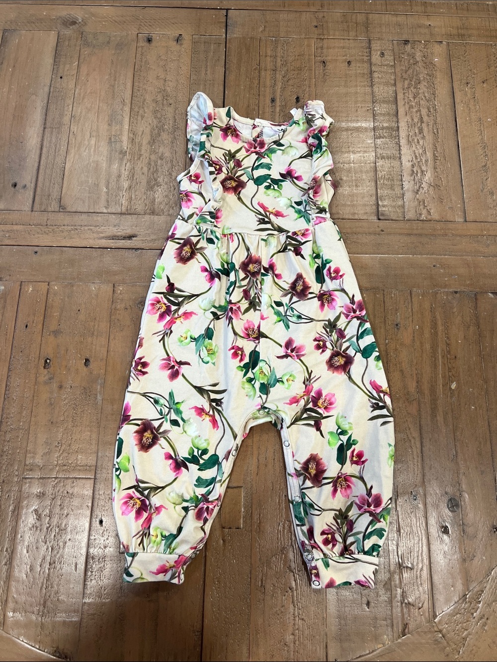 Molo Fallon floral sleeveless ruffled jumpsuit romper 12 months